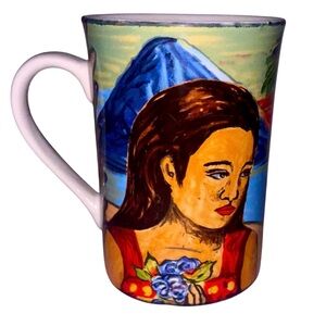 1996 Sango Fantasy Island 4875 Coffee Mug POLYNESIAN GIRL Vintage Colorful Art